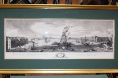 Печать на акварельной бумаге гравюры Санкт-Петербурга 18-го века с оформлением в деревянную раму с паспарту с деревянным слипом и музейным стеклом