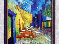 Ван Гог Терраса кафе в Арле ночью. Печать на сатиновом холсте Epson Satin с оформлением в раму из дерева